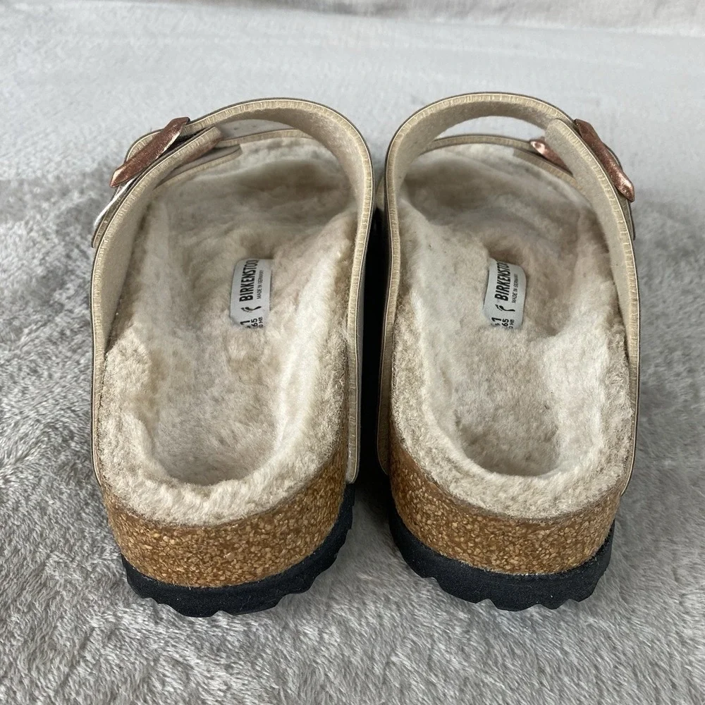 Birkenstock Arizona Shearling Sandals Womens US 10 EU 41 Grey Taupe Narrow NEW